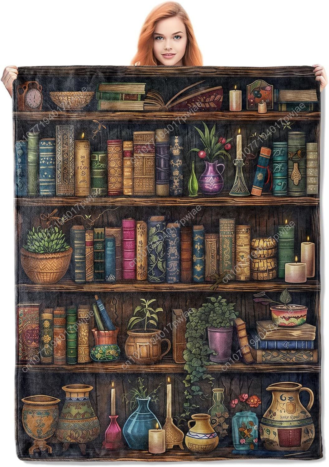 Home Textiles Blanket - Винтажное одеяло для книжной полки, флисовое