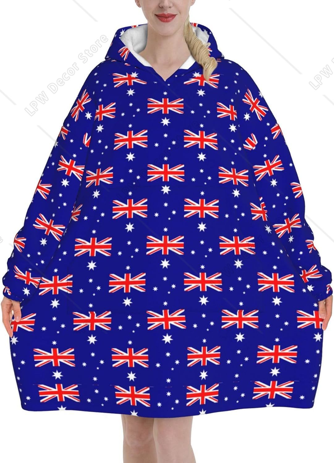 Home Textiles Australia - Плюшевый худи-плед оверсайз с флагом Австралии