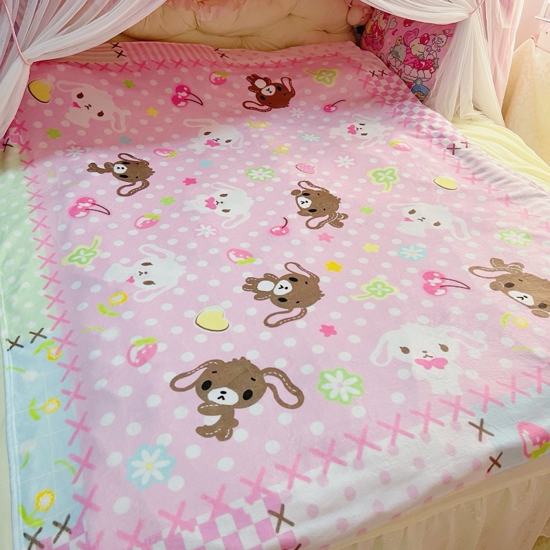 Home Textiles Blanket - Милый плюшевый плед с изображением кроликов-сахариков,